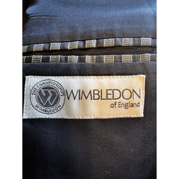 Vintage Wimbledon Of England Mens Navy Blazer 46R Wool Blend Suit Jacket Classic - Picture 2 of 11